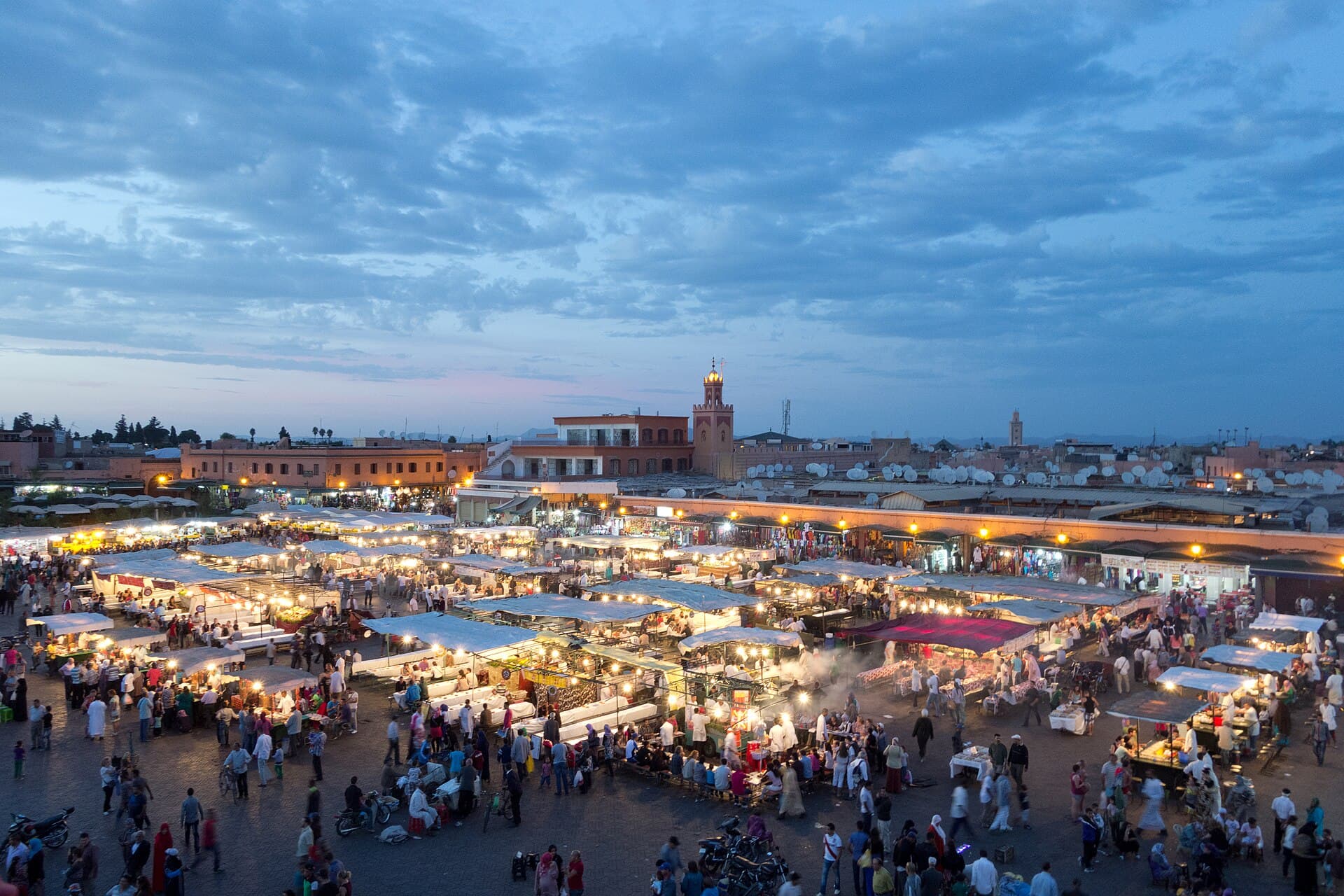 Jemaa el-Fna square at dusk, Marrakech